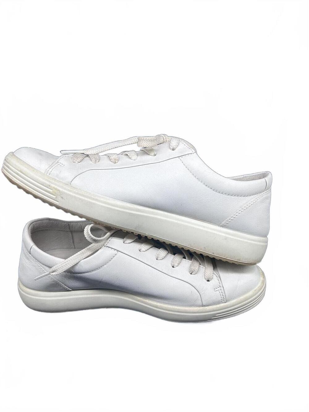Ecco Women's White Leather Casual Sneakers -Minimalist -Size Approx. 8.5 (39EU) - Picture 4 of 9